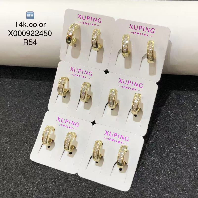 Xuping incrustado de zircon de color europa y americana aleación de cobre transfronteriza chapado 14k color geométrico arantes redondos pernos de orejas