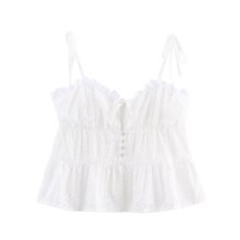 ZARY 欧美风 夏季新品女装 跨境外贸镂空刺绣纯色吊带上衣8115953