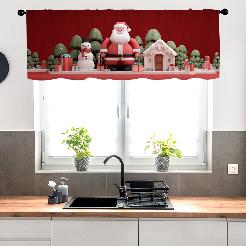 No-Drill Half Curtain Short Curtain Kitchen Half Curtain Bay Window Sheer Curtain Blackout Balcony Half Blackout Curtain Light-Transmitting Small Curtain