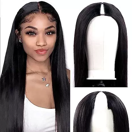 V Part Wigs Straight 真人发V型机制头套欧美假发