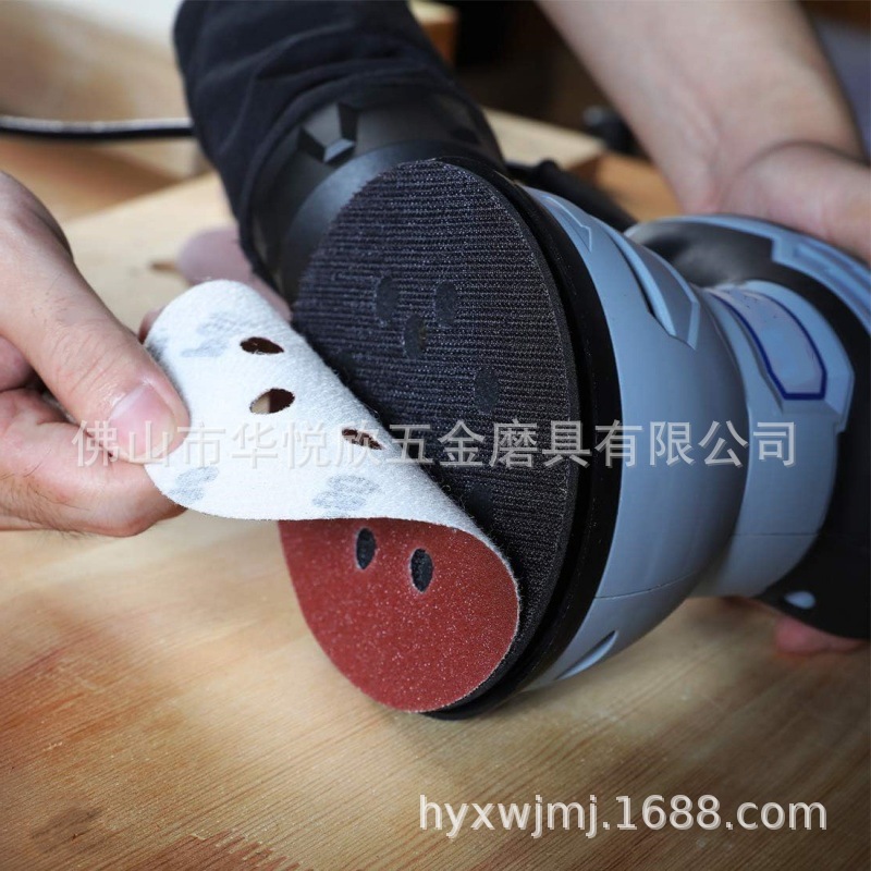 Flocado papel de lija 5 pulgadas 8-agujero 125mm disco cepillado papel de lija Molino de aire flocado papel de lija transfronteriza Venta caliente