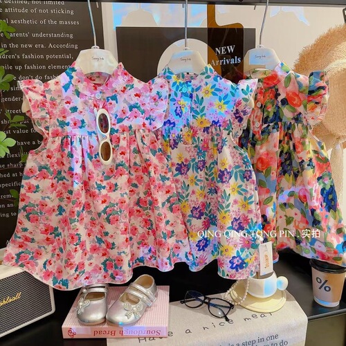 Baby Girl Floral Print A-line Swing Stylish Cute Princess Dress Children Bouncy Skirt Summer Outfit Medium Kids Category A Skirt