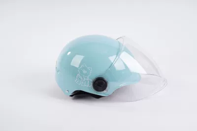 Motosiklet kaskı (dəbilqə), Certified Cartoon Three-Character New National - blue-transparent-long-mirror-3c-certification