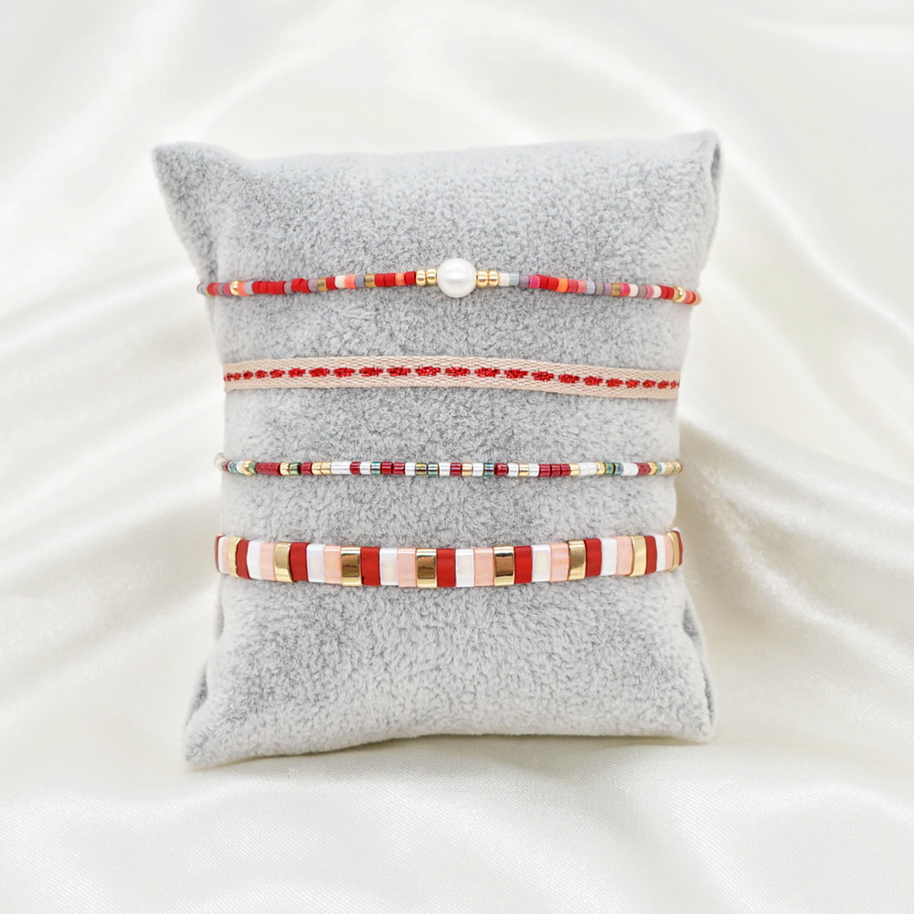 New Bohemian Style Red Series Tila Beads Hand-beaded Small Bracelet display picture 1