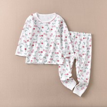 分销儿童长袖长裤棉毛纯棉家居服套装印花潮范出口日本女孩休闲秋