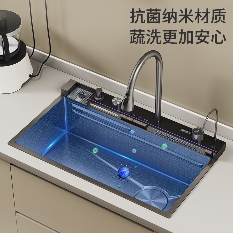 Grifo de cocina Feiyu Ballena Waterfall, lavabo de acero inoxidable, envío gratis, juego completo