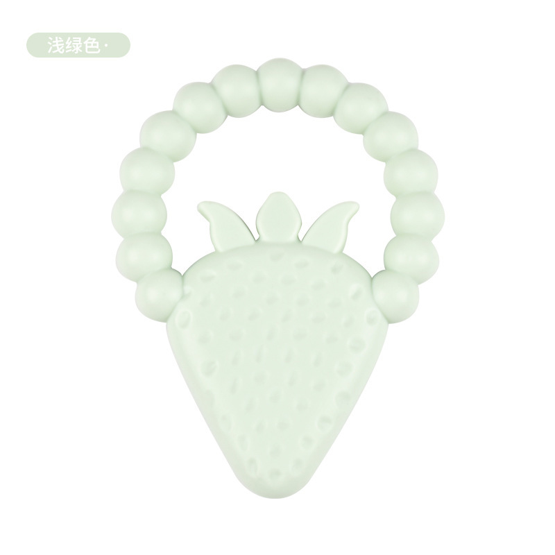 Dientes para bebés, goma de fresa para bebés, palillos de dientes para bebés, dibujos animados, juguetes de goma de mordida tranquilizadores en stock