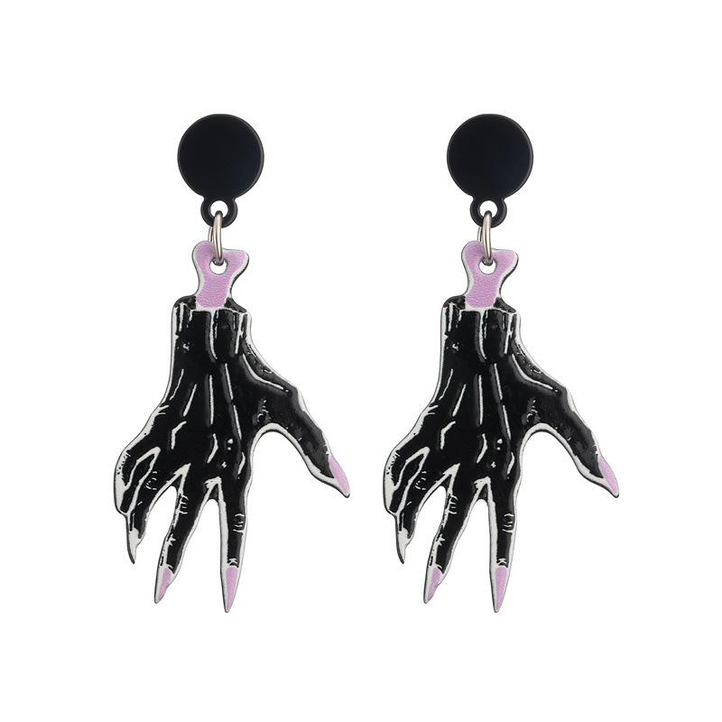 Cross-border araña gato Halloween pendientes moda personalidad acrílico pata bruja fantasma pendientes