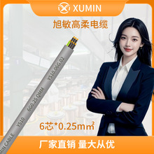 國標RVV控制線灰色純銅現貨截面積6芯PVC護套高柔電纜6*0.25mm