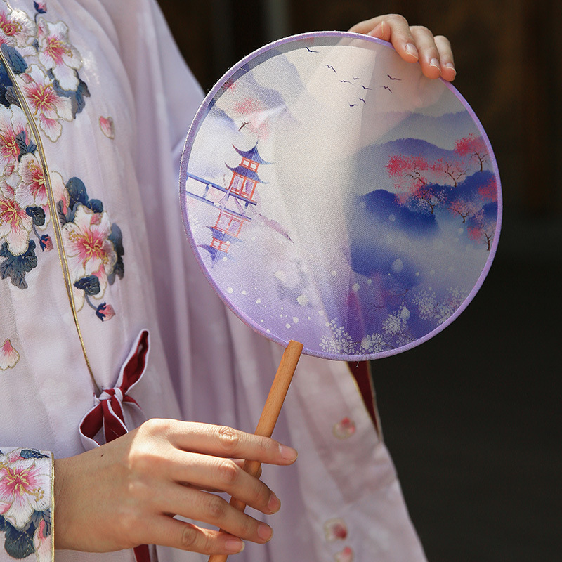 Mo Yan clásico ventilador redondo danza serie de estilo chino antiguo verano semi-transparente Han cheongsam ventilador turístico pose