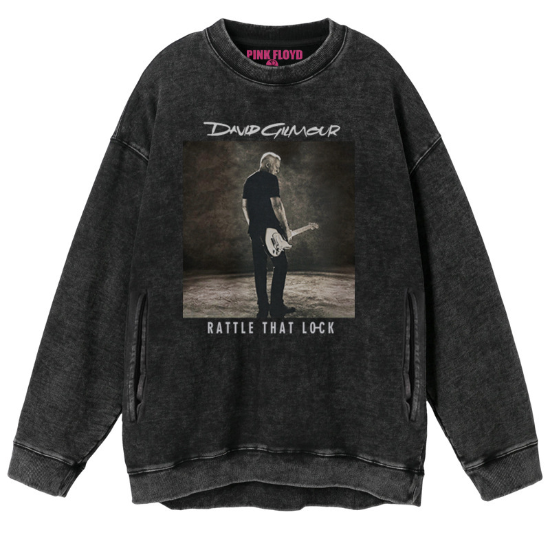 Pink Floyd band rock retro distressed washed waxed new round neck sweater
