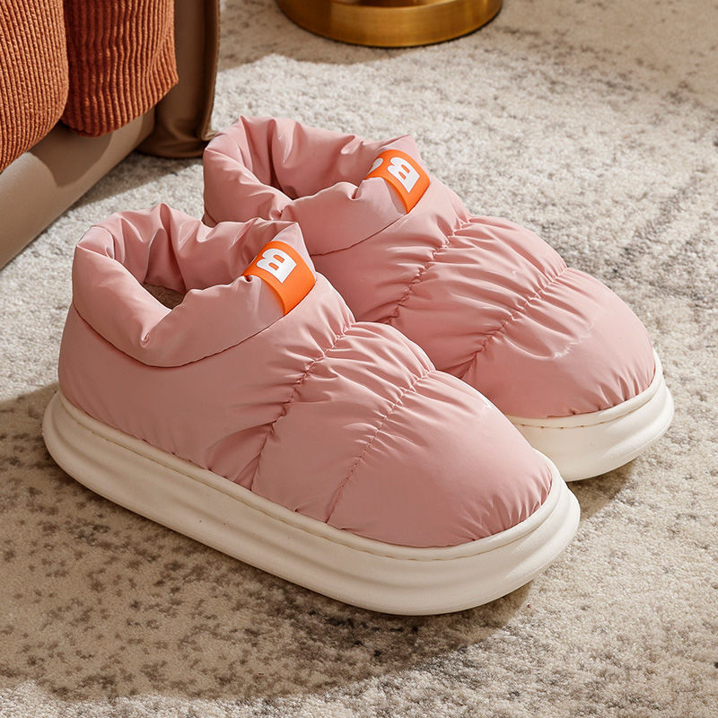 Zapatillas acolchadas de algodón para hombres, zapatos acolchados de algodón engrosados antideslizantes impermeables para el invierno, zapatillas acolchadas de algodón para el hogar de la pareja para el invierno