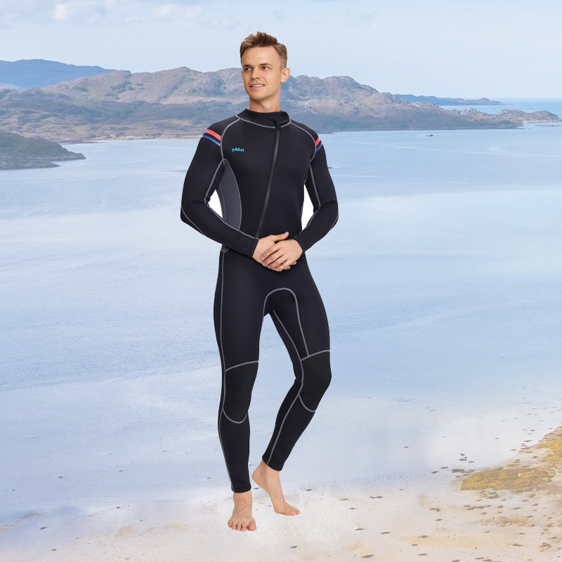 New 3mm Men One-piece Warm Long Sleeve Cold-proof Surfing Snorkeling Winter Swimsuit Diving Suit Women_voghion.com