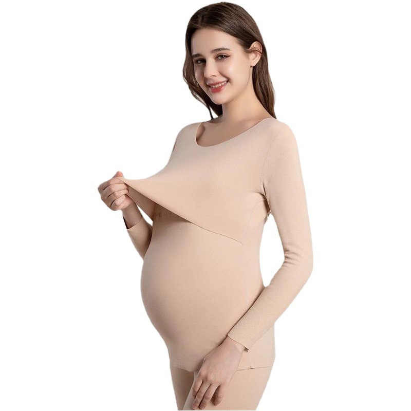 Комплект термобелья для беременных на осень и зиму, топы для кормящих мам, послеродовая одежда, базовый слой для защиты живота во время беременности.
