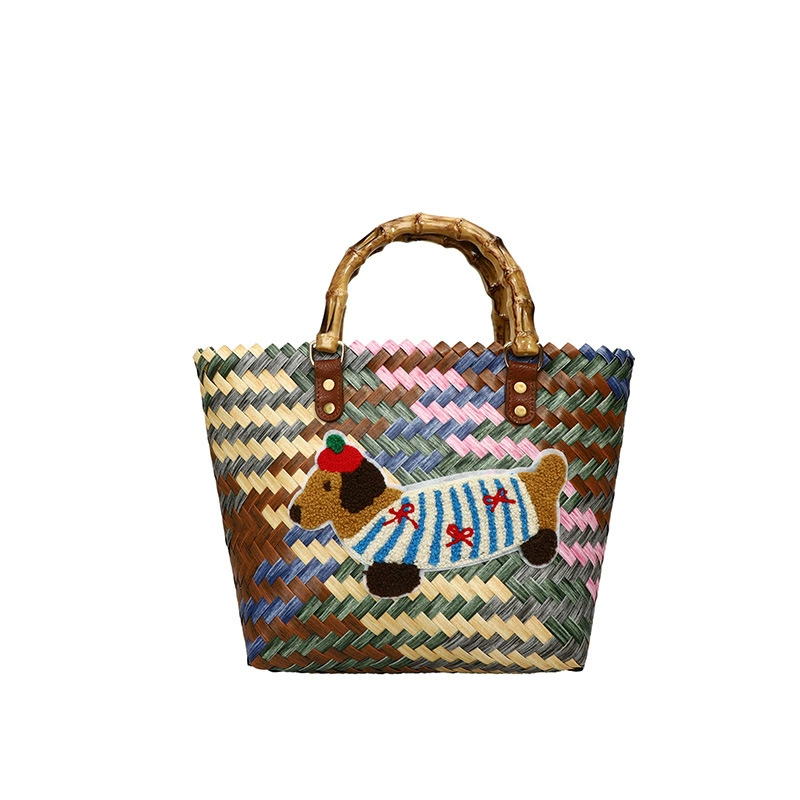 Cartoon bag, woven fashionable trend beach basket