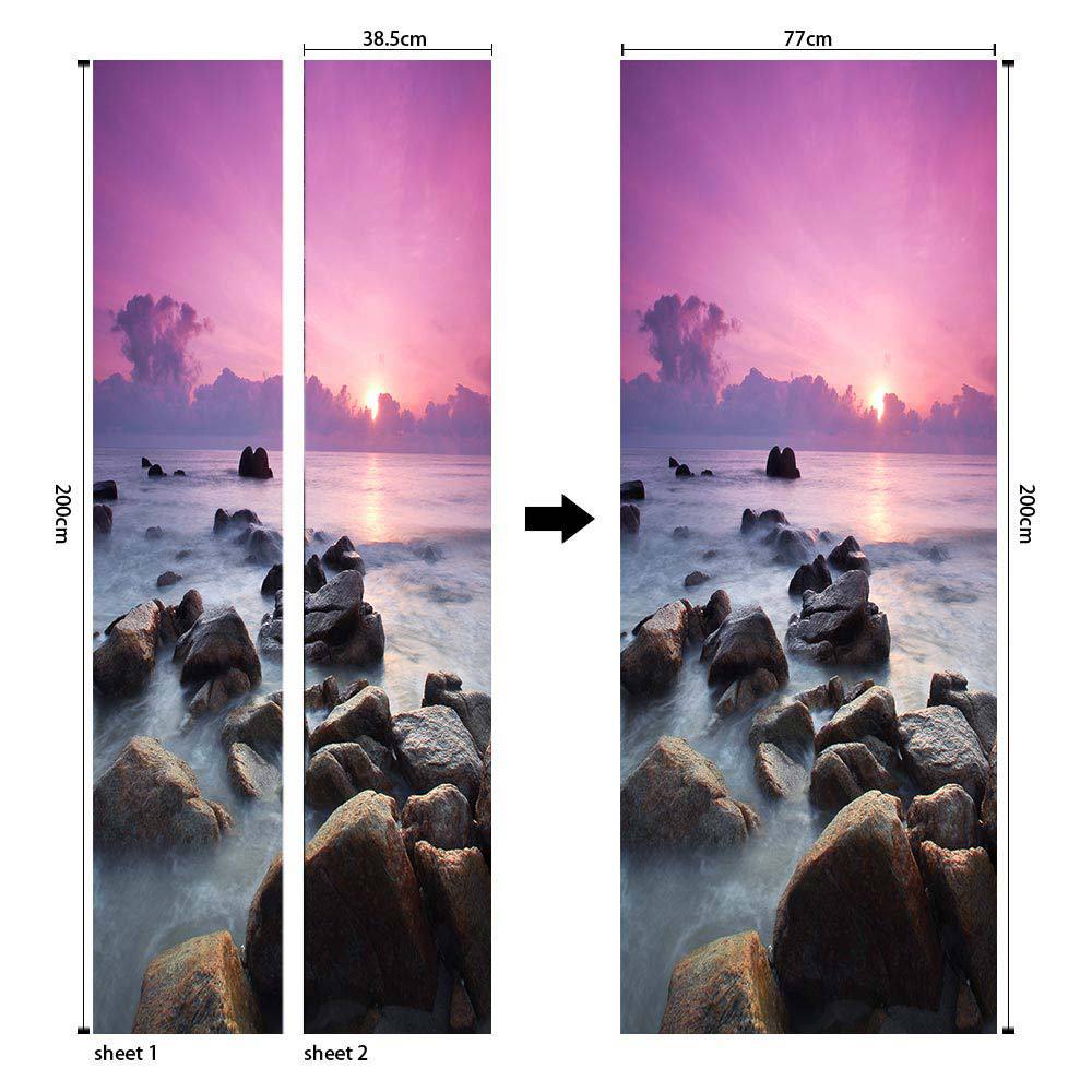 Pegatinas para puertas 3D respetuosas con el medio ambiente, autoadhesivos, fabricantes de origen al por mayor, patrones populares transfronterizos de alta definición, adhesivos para puertas impermeables, a prueba de aceite y antiincrustantes