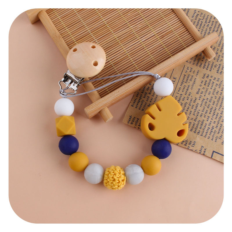 Bebé suministros DIY creativo Hemu chupete clip bebé calmante hoja de silicona molar juguete mordedor chupete cadena