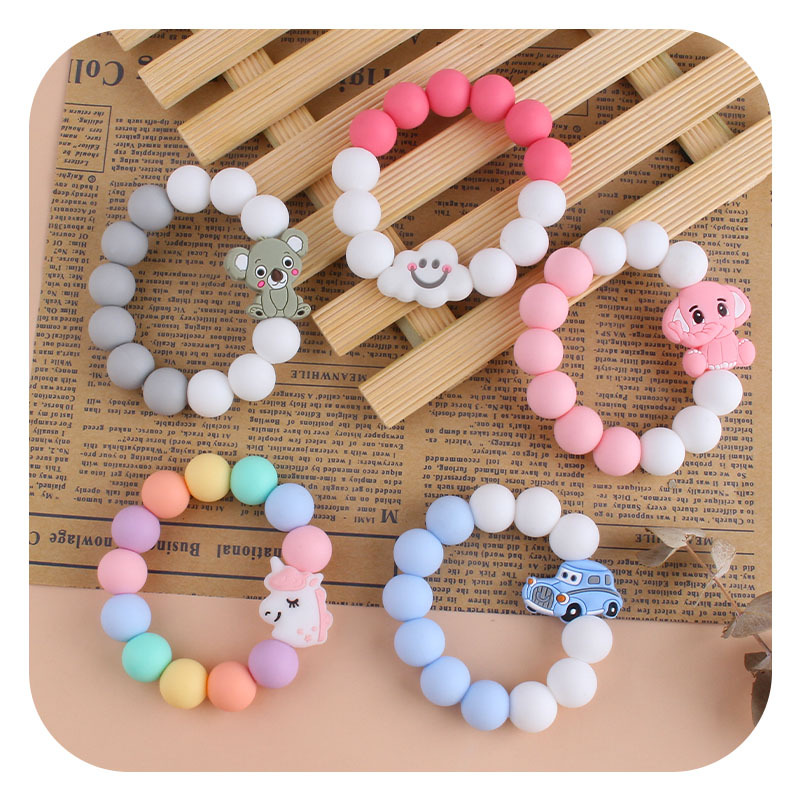 Nuevo DIY creativo de dibujos animados de silicona juguete bebé animal de dibujos animados aguacate pulsera de silicona teether stick