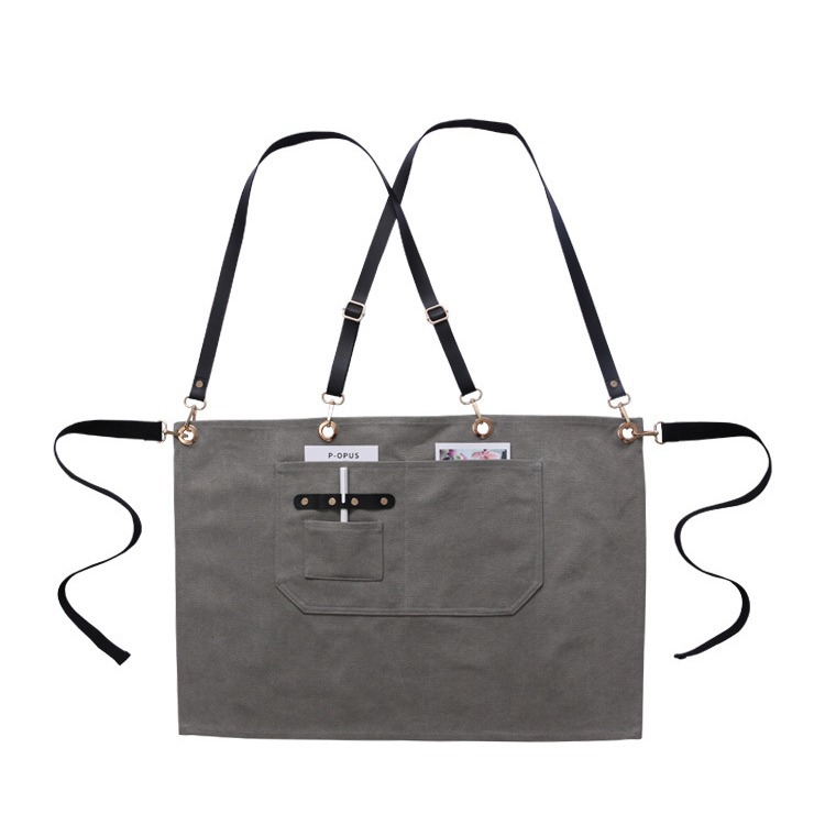 Short Canvas Apron For Women And Men Custom Logo Workwear_voghion.com
