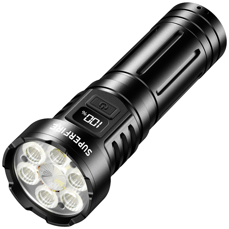 Lintera de alta potencia personalizada de alta potencia al aire libre a prueba de agua aleación de aluminio de alta lumen pantalla LED linterna de emergencia