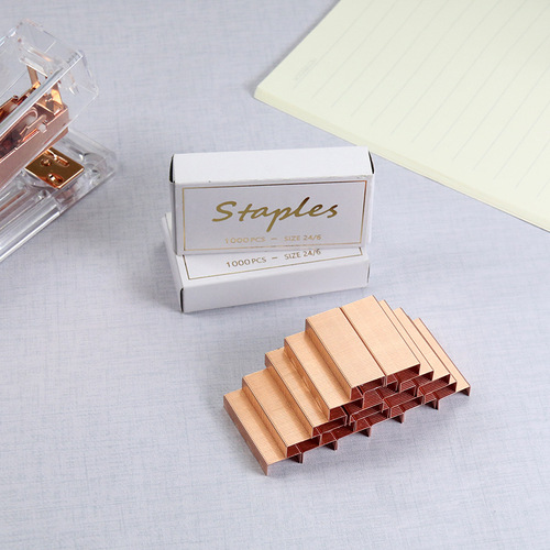 Cross-border direct supply of No. 12 rose gold staples, electroplated large staples, universal type 1000 colored nails