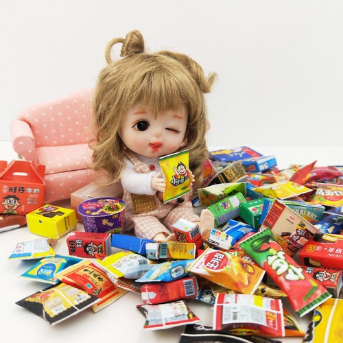 12 points doll house simulation mini snack instant noodles potato chips spicy strips candy ice cream supermarket concession stand