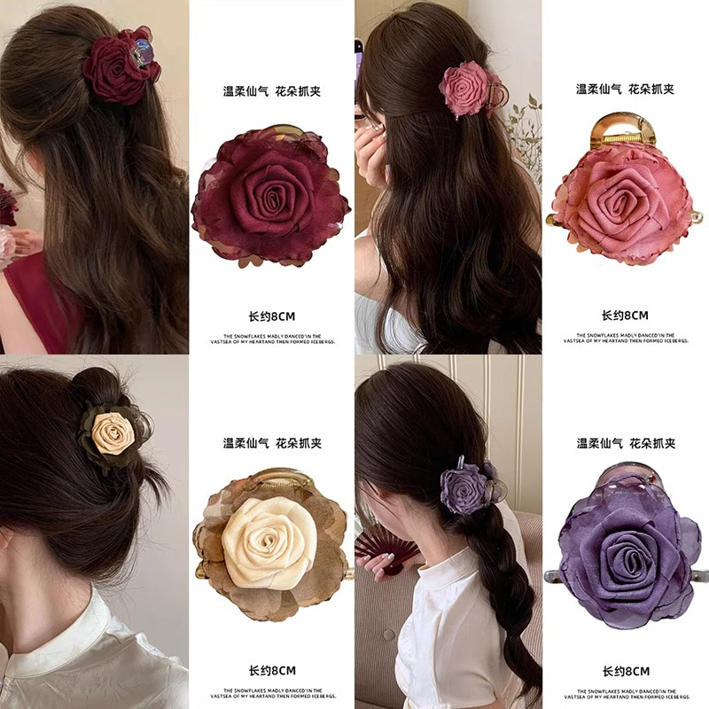 Rose seca clip de agarre de flores de mujer nuevo clip de cabello de alta calidad cabeza media clip de cabello nicho temperamento adornamiento para el cabello