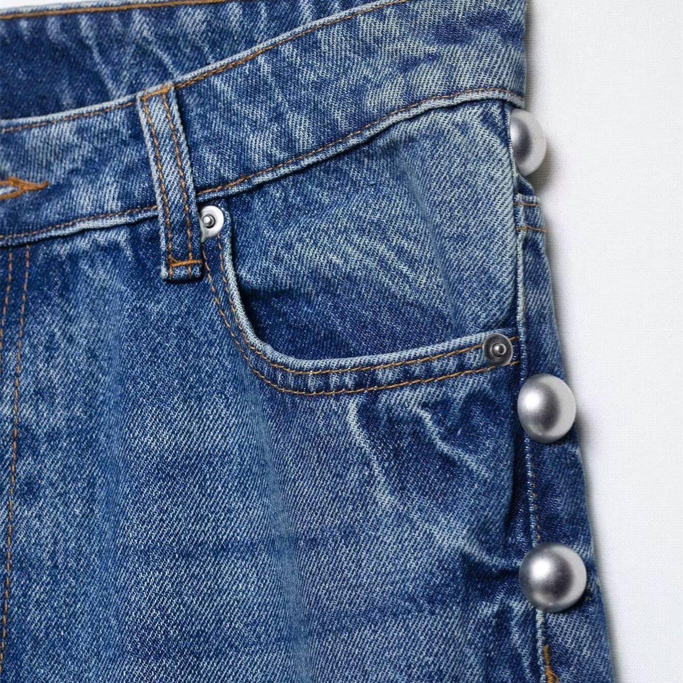 Women's Clothing Casual High-Waisted Straight Leg Jeans For Women Summer Metal Rivet Embellished For Formal & Casual For Women_ecoleips.com