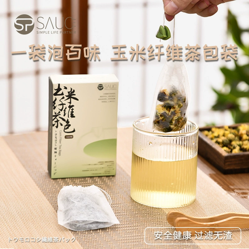 Чайный пакетик из кукурузного волокна, одноразовый чайный пакетик, фильтр-мешок, пищевой чайный пакетик, сетчатый фильтр, чайный пакетик, 100 шт.