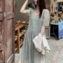清爽宽松韩版泡泡袖连衣裙