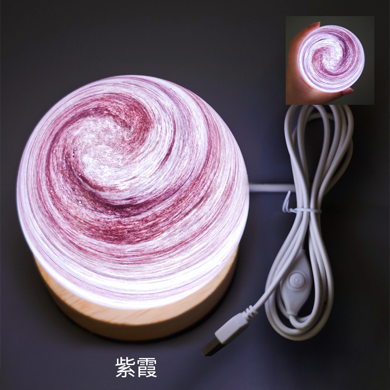 跨境星球灯星空灯极光台灯罩一体暮光星球小夜灯创意原木床头灯礼|undefined
