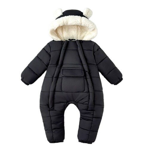 Baby clothes winter set for newborn girls, footed pinafore with added warm padding, suitable for boys, winter with hand covers and double zipper.