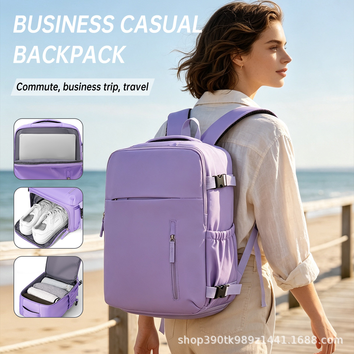 Cross-border large-capacity shoe compartment business laptop bag, wear-resistant and water-repellent, custom-made durable casual travel gift backpack