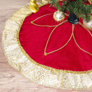 Cross-border New Christmas Tree Skirt Red Gold Velvet Phnom Penh Decoration Tree Skirt Tree Bottom Apron Christmas Tree Skirt Decoration