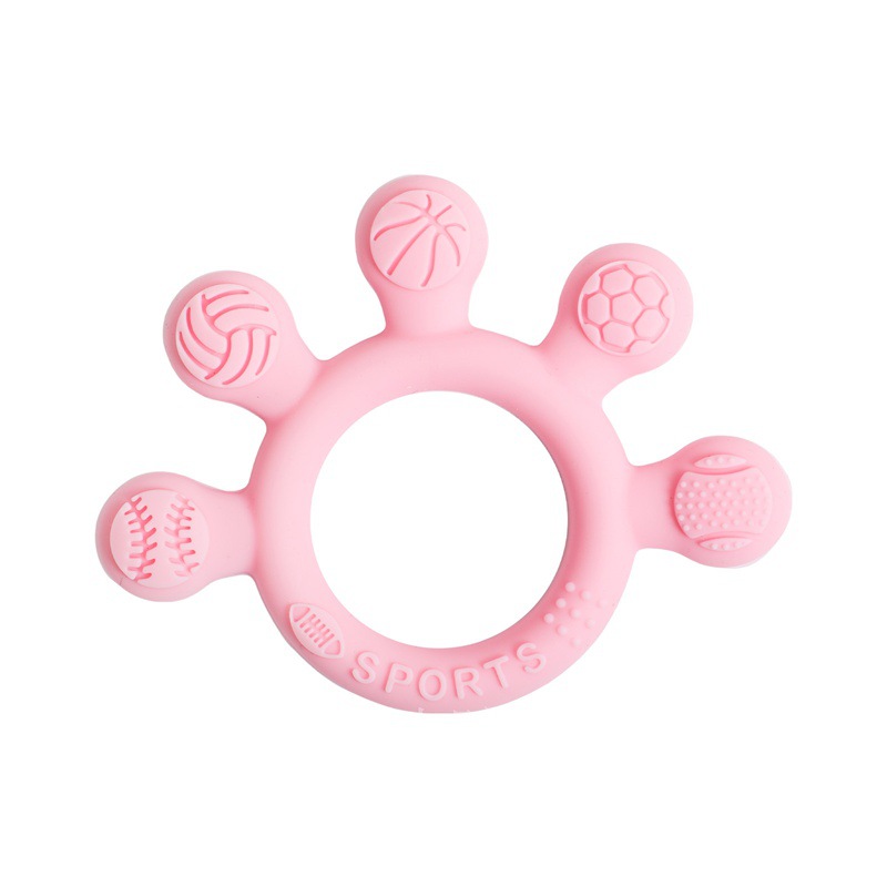 Silicone football palm teether pink