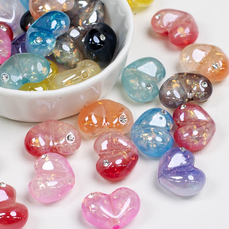 Dingyi Zircon Heart Beads Cold Moon Electroplated Heart-Shaped Resin Beads Through-Hole Loose Beads DIY Mobile Phone Chain Jewelry Accessories Dingyi Zircon Heart Beads Cold Moon Electroplated Heart-Shaped Resin Beads Through-Hole Loose Beads DIY Mobile Phone Chain Jewelry Accessories