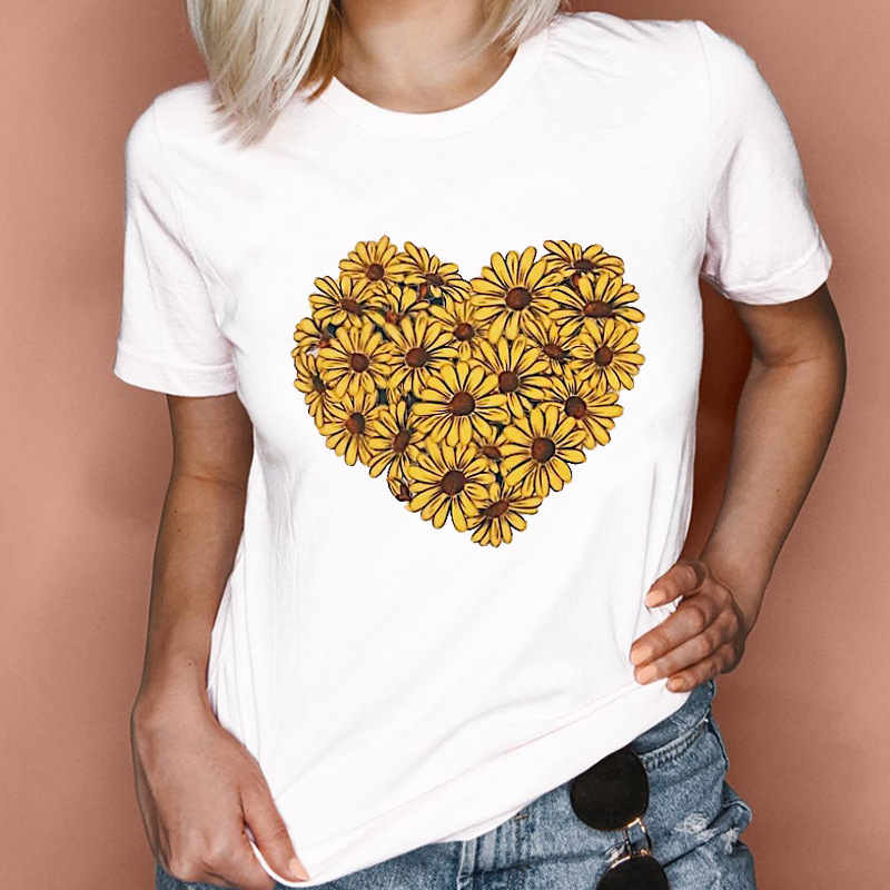 Women's T-shirt Short Sleeve T-shirts Printing Fashion Heart Shape display picture 20