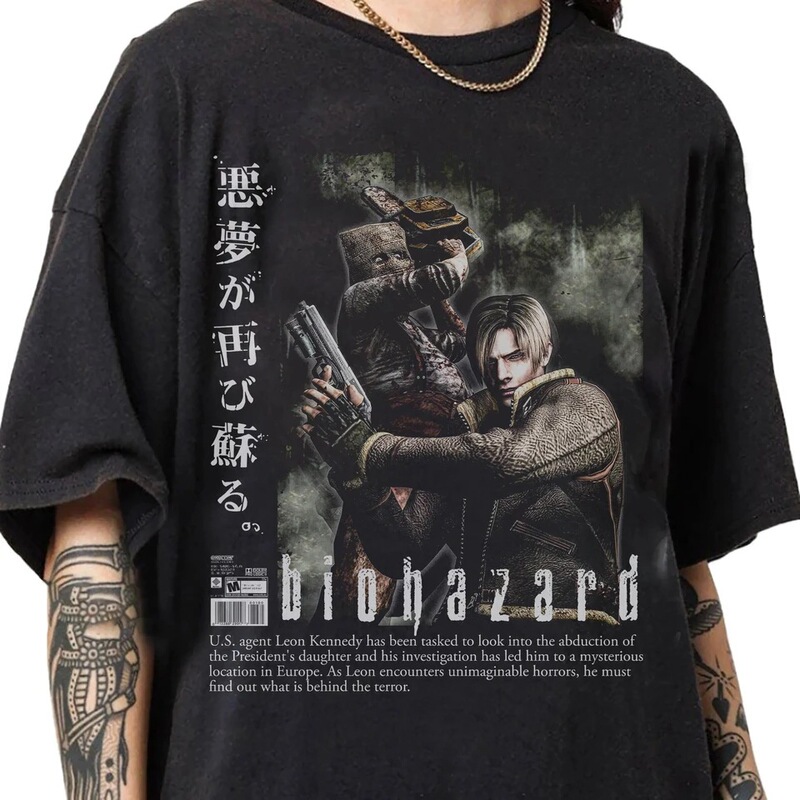 1990S Retro Bootleg Version of Resident Evil T-Shirt, Leon Kennedy T-Shirt, Suitable for Both Men and Women 1990S Retro Bootleg Version of Resident Evil T-Shirt, Leon Kennedy T-Shirt, Suitable for Both Men and Women