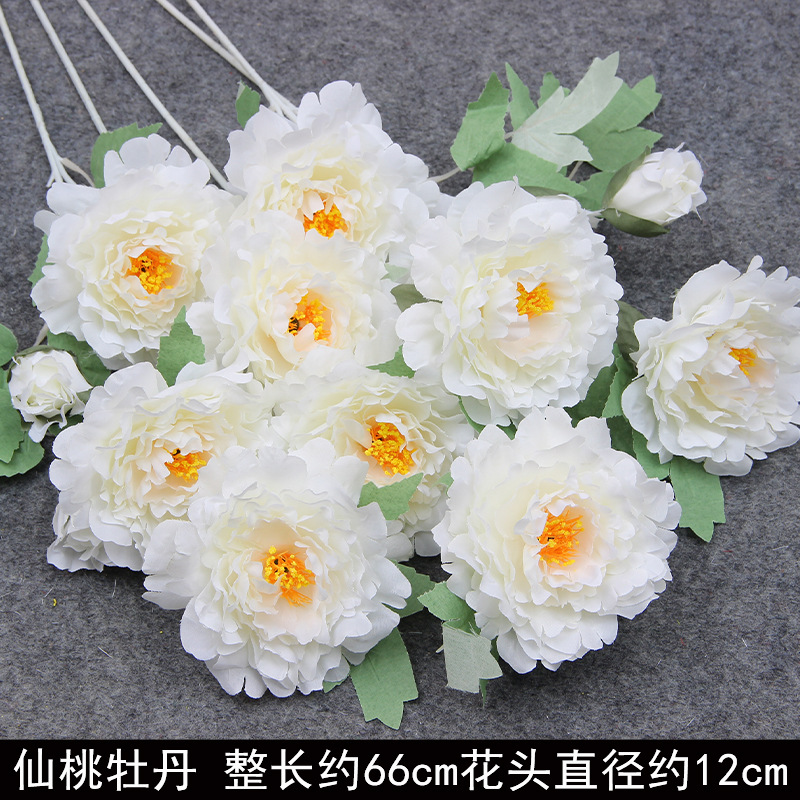 Bodas de flores de seda de imitación blanca flores falsas decorativas floral sala de bodas floral hogar ramo único camino de introducción de flores