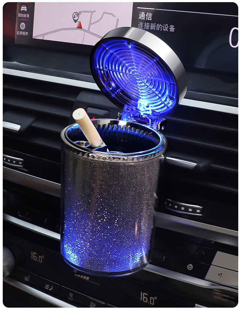 Car Ashtray Hanging Personalized Creative Internet Celebrant Car Ashtray with Lid LED Light Car Ashtray
