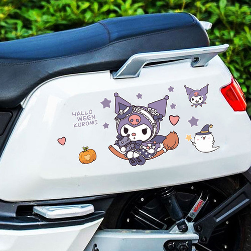 Kuromi Cute Cartoon Electric Car Sticker Battery Motorcycle Body Scratch Sticker Laptop Luggage Decoration