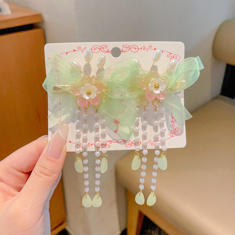 Chica de Hanfu tocado de los niños traje antiguo princesa borla horquilla estilo chino niña paso horquilla clip de pelo