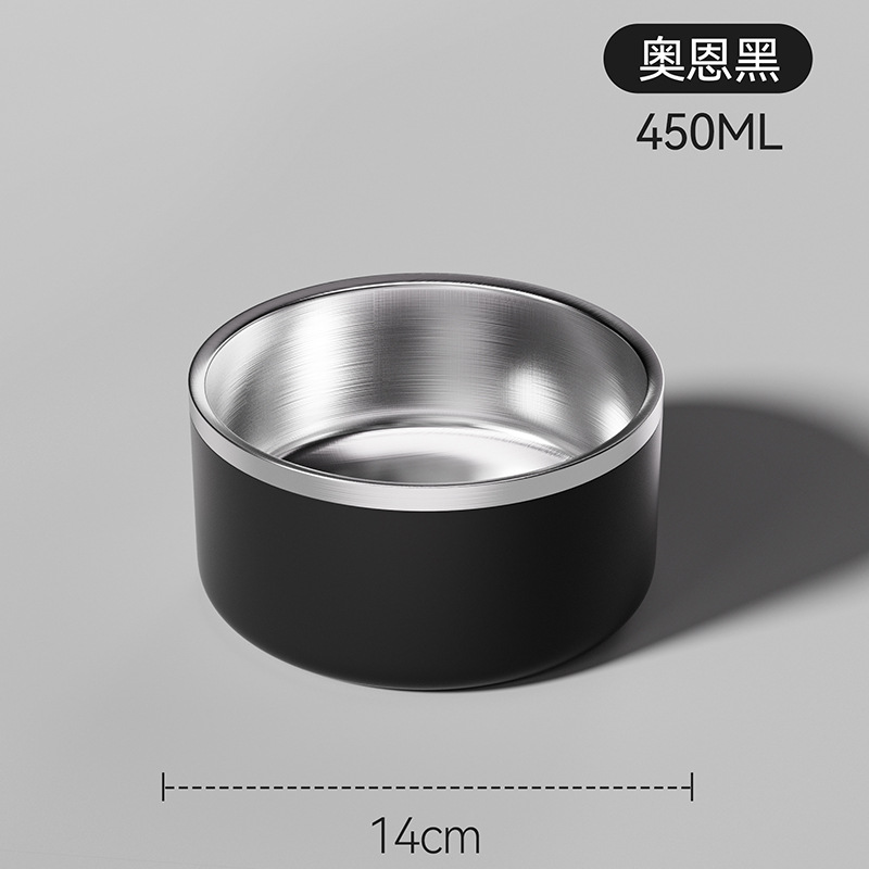 Tazón para mascotas transfronterizo Tazón para perros de acero inoxidable Tazón para perros de doble capa engrosada y anti-volcado Tazón de comida dorada para perros