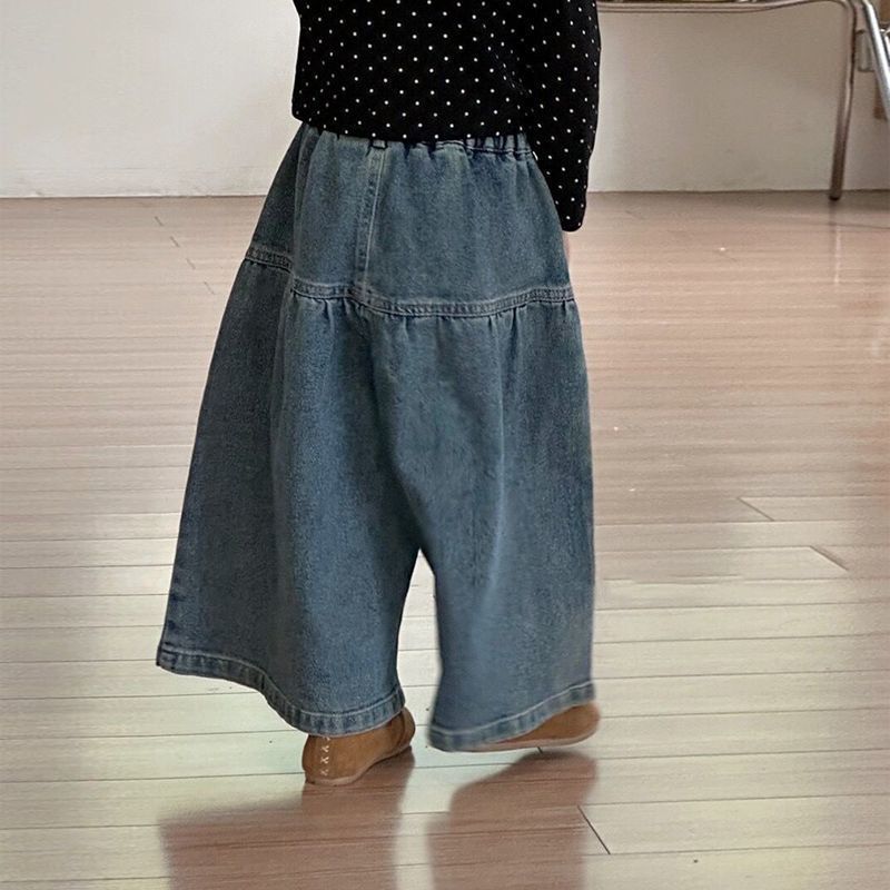 女童洋气百搭宽松阔腿裤高腰牛仔裤子春秋季新款童装宝宝韩版裤子|undefined