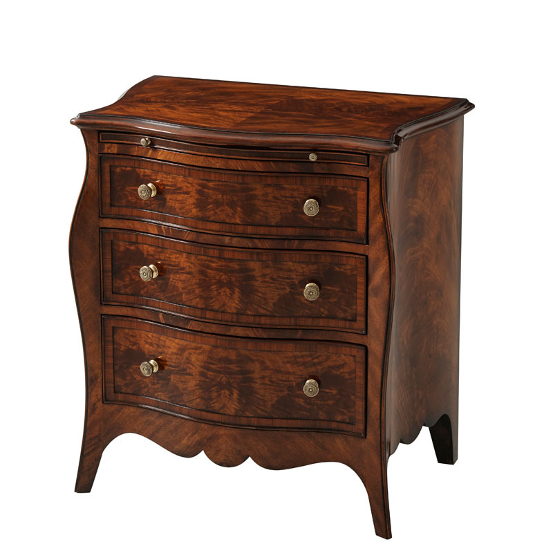 Alexander British-style bedside cabinet for villa bedroom, carved furniture, solid wood, painted bedside cabinet with wood grain storage and decorative cabinet