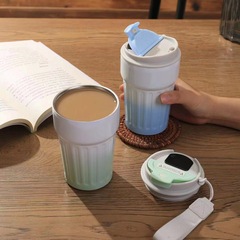 New Style Pleasure Striped Coffee Cup High Quality Gradient 304 Stainless Steel Insulated Cup Portable Car Water Cup Wholesale