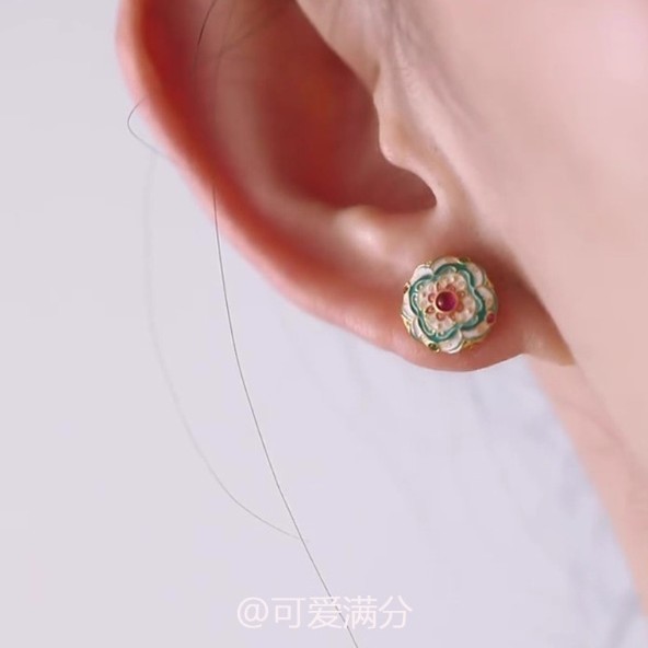 花朵滴釉设计感耳钉百搭女士轻奢设计个性耳环高级感色彩小巧耳饰|undefined
