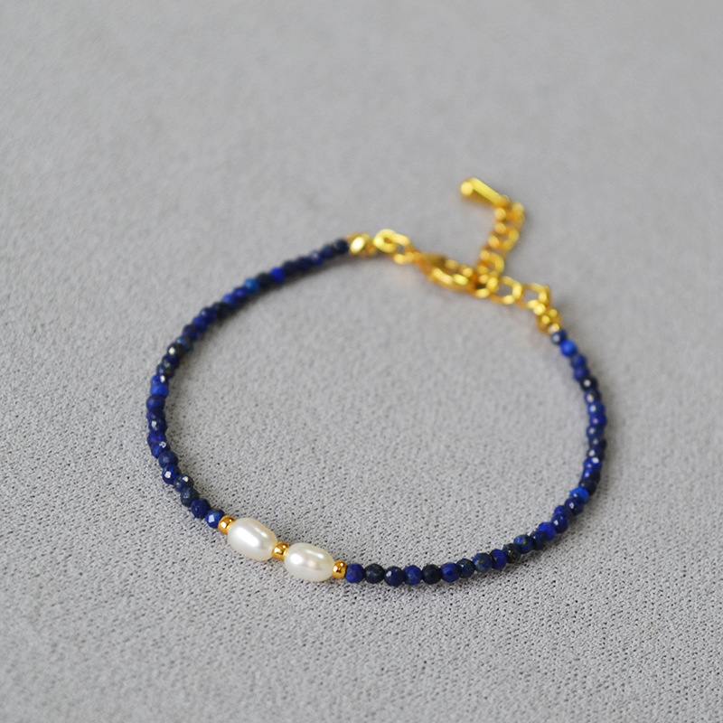 Meiya japonés y coreano nicho moda fresca Piedra Natural piedra real perla de agua dulce con cuentas simple plegable elegante pulsera fina