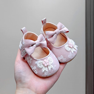 Baby Soft-Soled Princess Shoes for Girls 3-6-9-12 Months Toddler Shoes Spring & Fall Non-Slip Bow Pre-Step Shoes