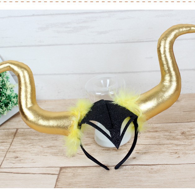 Transfronterizos Halloween demonios corno de toro gran tocado fantasma festival de cabello arnés de decoración tocado maquillaje props de fiesta